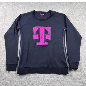 T-Mobile Womens Small Black Magenta Logo Raglan Long Sleeve Sweatshirt Pullover